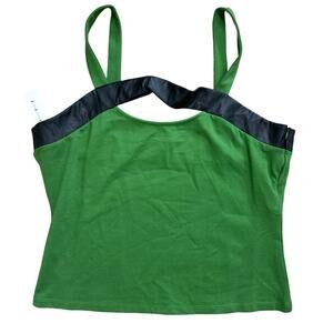NWT Anthropologie Maeve Green Leather Trim Cutout Tank Top Size XL